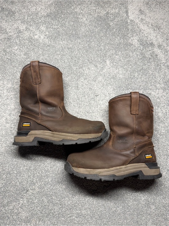 Ariat Brown Leather Pull-On Work Boots for Men main image 7